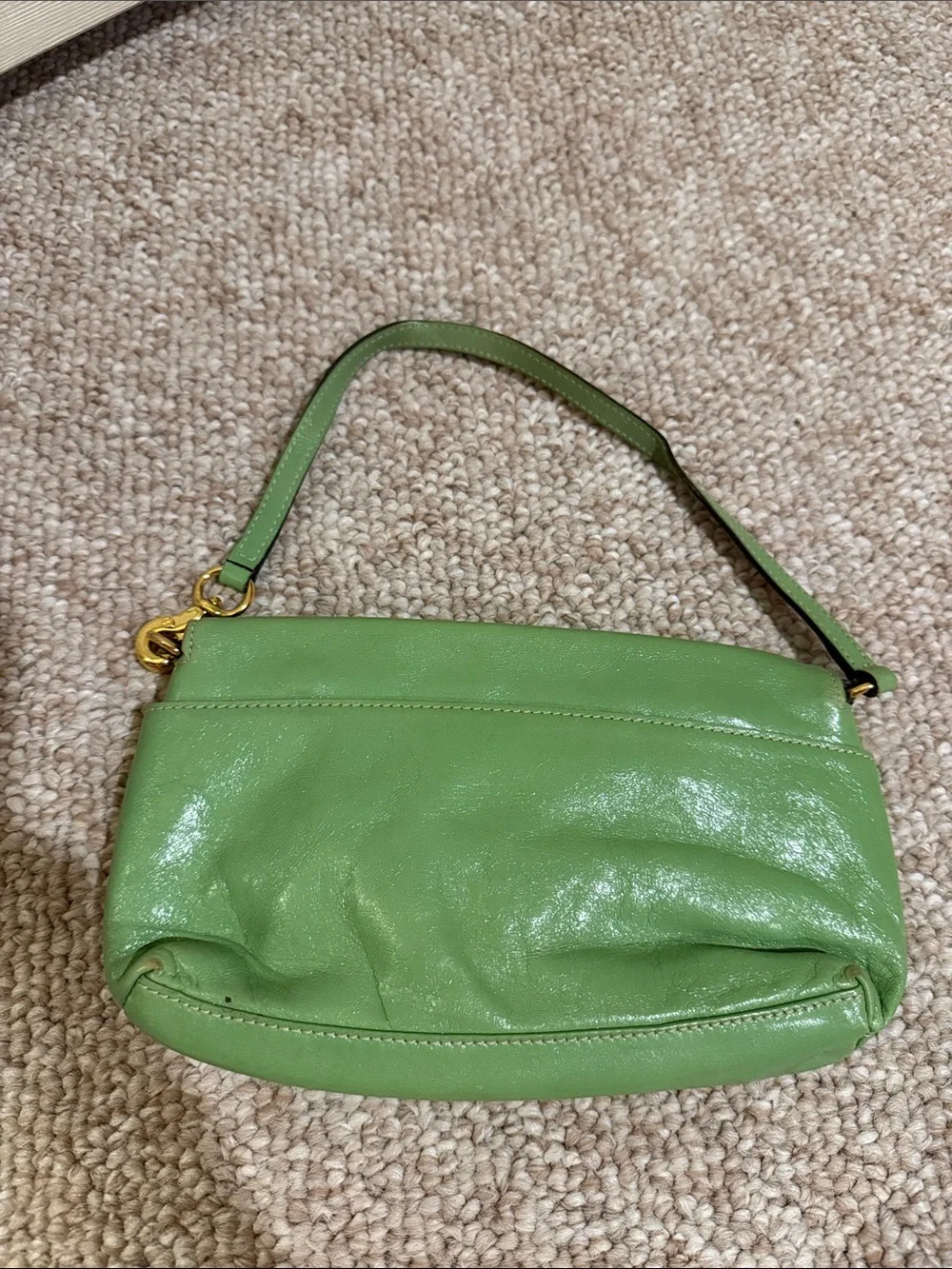 kate spade Vintage Green Leather Shoulder Bag with Gold Hardware